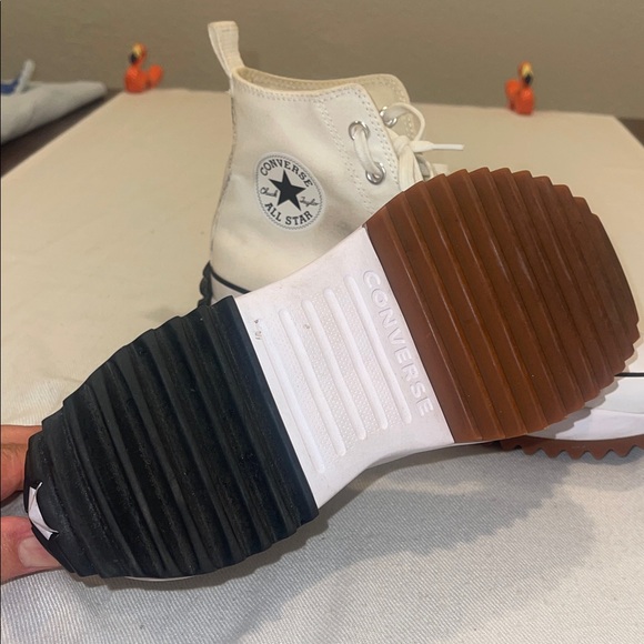 Converse Cream High-Top Sneakers SZ M-8.5 W-10 - Picture 10 of 13